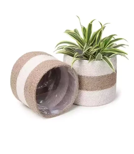 Jute Planter Basket -Sustainable Woven Rope Covers for Decorating Indoor Outdoor Plants Pots